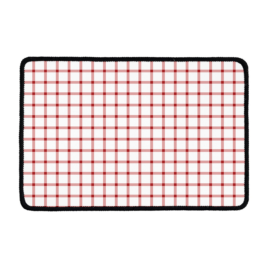 Red And White Tattersall Pattern Print Kitchen Mat