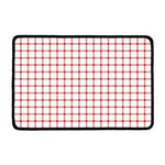 Red And White Tattersall Pattern Print Kitchen Mat