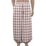 Red And White Tattersall Pattern Print Lantern Pants