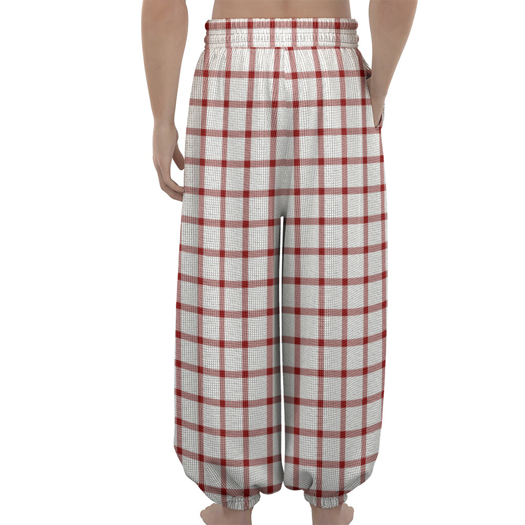 Red And White Tattersall Pattern Print Lantern Pants
