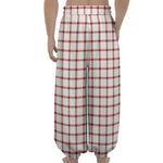 Red And White Tattersall Pattern Print Lantern Pants