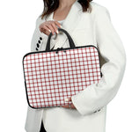 Red And White Tattersall Pattern Print Laptop Sleeve With Handle