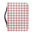 Red And White Tattersall Pattern Print Leather Bible Cover