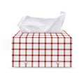 Red And White Tattersall Pattern Print Leather Tissue Box Cover