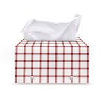 Red And White Tattersall Pattern Print Leather Tissue Box Cover