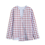 Red And White Tattersall Pattern Print Long Sleeve Short Coat