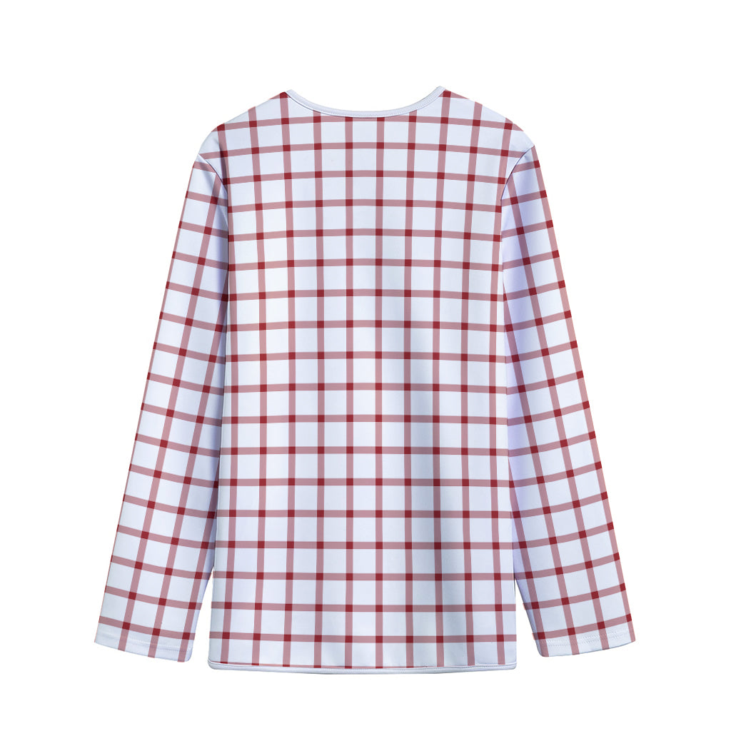 Red And White Tattersall Pattern Print Long Sleeve Short Coat
