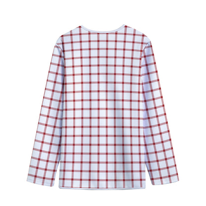 Red And White Tattersall Pattern Print Long Sleeve Short Coat