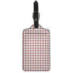Red And White Tattersall Pattern Print Luggage Tag