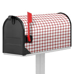 Red And White Tattersall Pattern Print Mailbox Cover