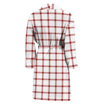 Red And White Tattersall Pattern Print Men's Bathrobe