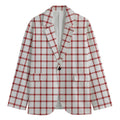 Red And White Tattersall Pattern Print Men's Blazer