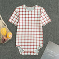 Red And White Tattersall Pattern Print Men's Bodysuit