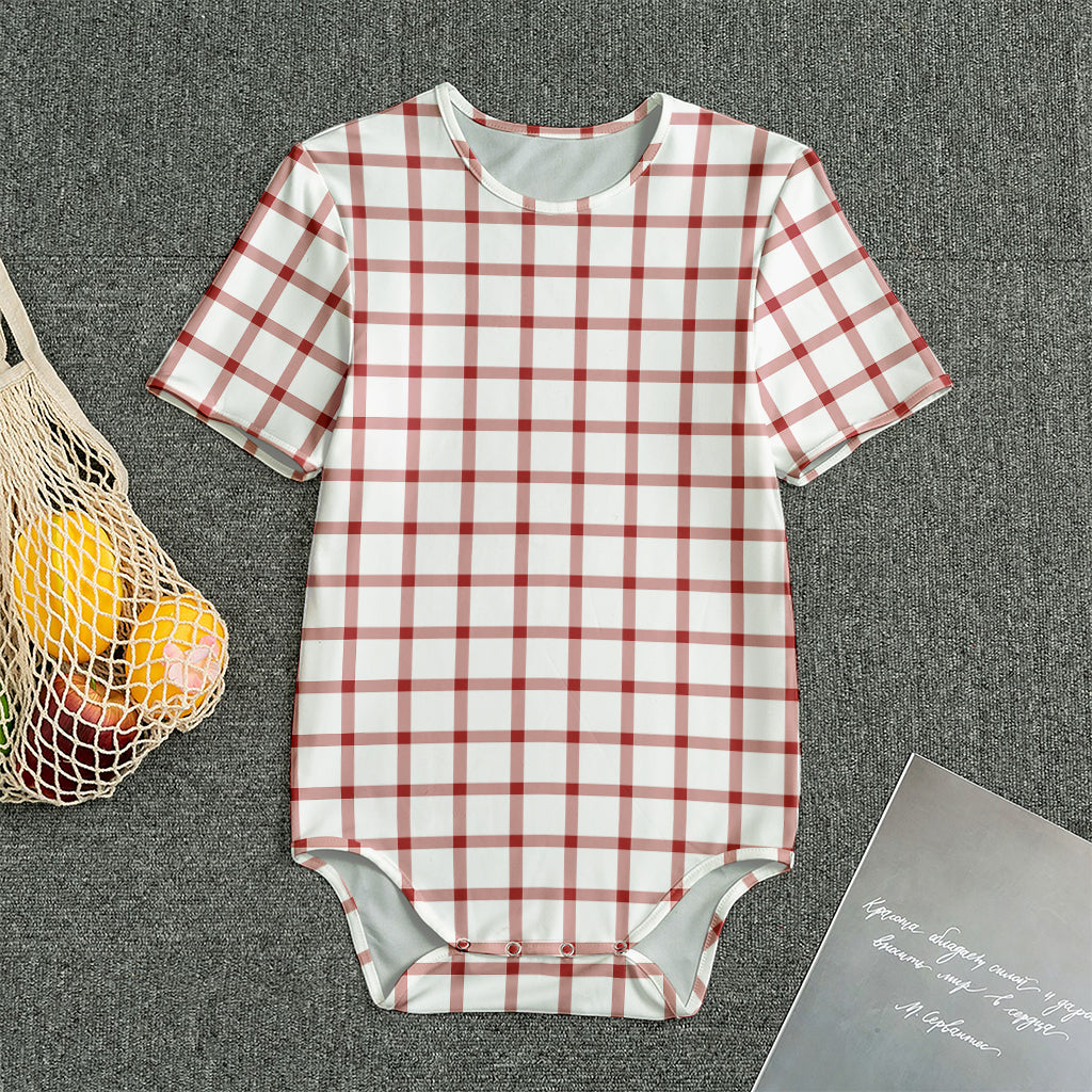 Red And White Tattersall Pattern Print Men's Bodysuit