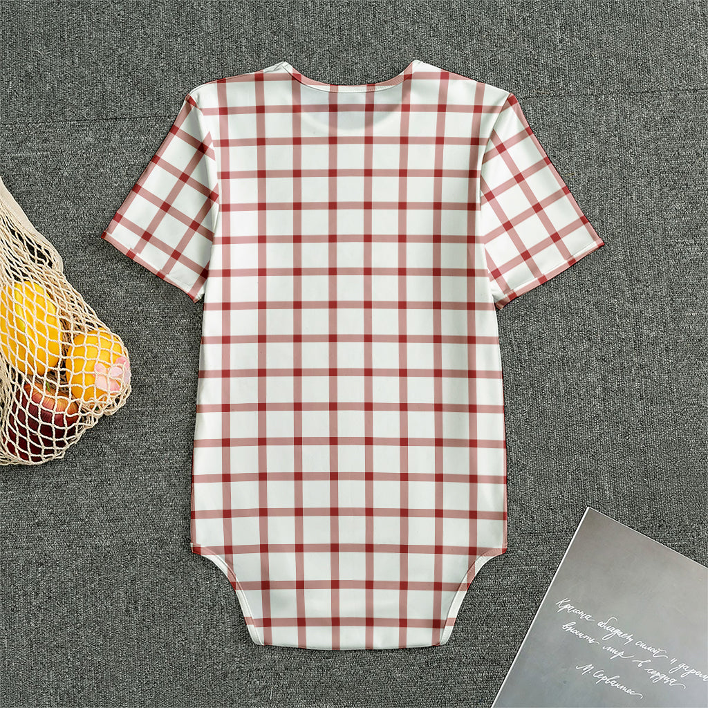 Red And White Tattersall Pattern Print Men's Bodysuit