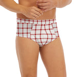 Red And White Tattersall Pattern Print Men's Briefs