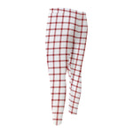 Red And White Tattersall Pattern Print Men's Compression Pants