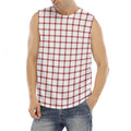 Red And White Tattersall Pattern Print Men's Fitness Tank Top