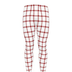Red And White Tattersall Pattern Print Men's leggings