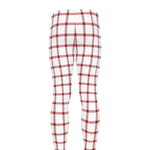 Red And White Tattersall Pattern Print Men's leggings