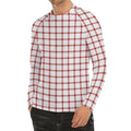 Red And White Tattersall Pattern Print Men's Long Sleeve Rash Guard