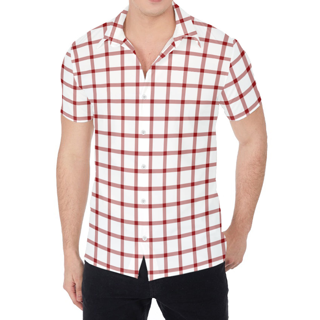Red And White Tattersall Pattern Print Men's Shirt