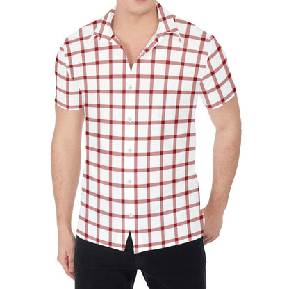 Red And White Tattersall Pattern Print Men's Shirt