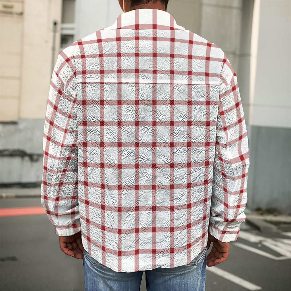Red And White Tattersall Pattern Print Men's Shirt Jacket
