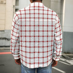 Red And White Tattersall Pattern Print Men's Shirt Jacket