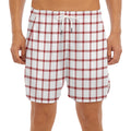 Red And White Tattersall Pattern Print Men's Split Running Shorts