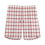 Red And White Tattersall Pattern Print Men's Sports Shorts