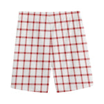 Red And White Tattersall Pattern Print Men's Sports Shorts