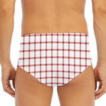 Red And White Tattersall Pattern Print Men's Triangle Swim Briefs