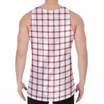 Red And White Tattersall Pattern Print Men's Velvet Tank Top