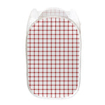 Red And White Tattersall Pattern Print Mesh Laundry Hamper