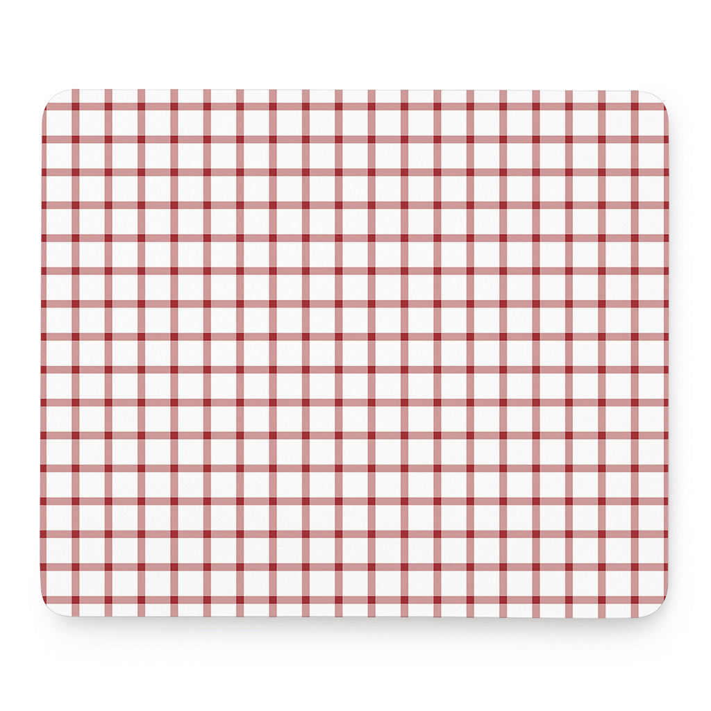 Red And White Tattersall Pattern Print Mouse Pad