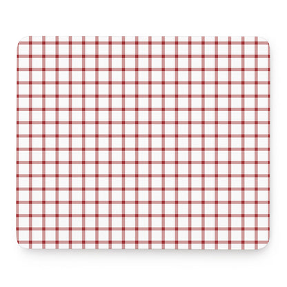 Red And White Tattersall Pattern Print Mouse Pad