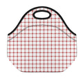Red And White Tattersall Pattern Print Neoprene Lunch Bag