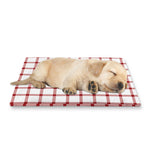Red And White Tattersall Pattern Print Pet Cooling Mat Cover