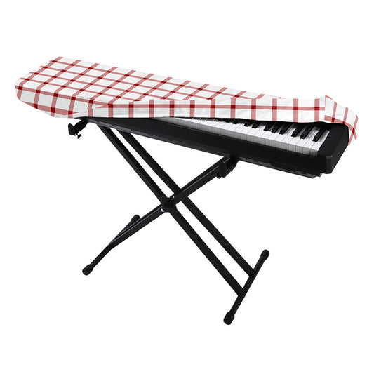 Red And White Tattersall Pattern Print Piano Keyboard Cover