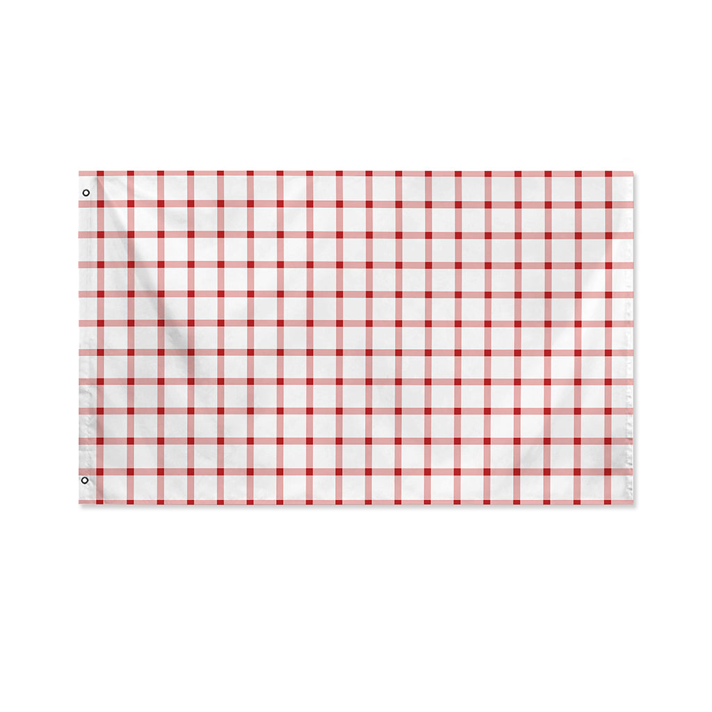 Red And White Tattersall Pattern Print Polyester Flag