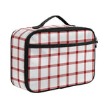Red And White Tattersall Pattern Print Portable Lunch Bag