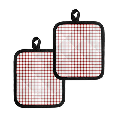 Red And White Tattersall Pattern Print Pot Holders
