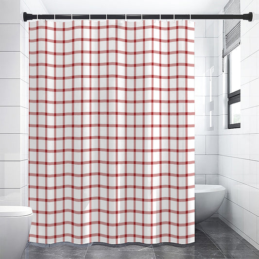Red And White Tattersall Pattern Print Premium Shower Curtain