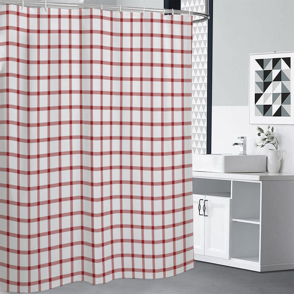 Red And White Tattersall Pattern Print Premium Shower Curtain