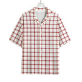 Red And White Tattersall Pattern Print Rayon Hawaiian Shirt