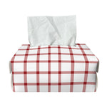 Red And White Tattersall Pattern Print Rectangle Tissue Box Cover