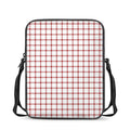 Red And White Tattersall Pattern Print Rectangular Crossbody Bag