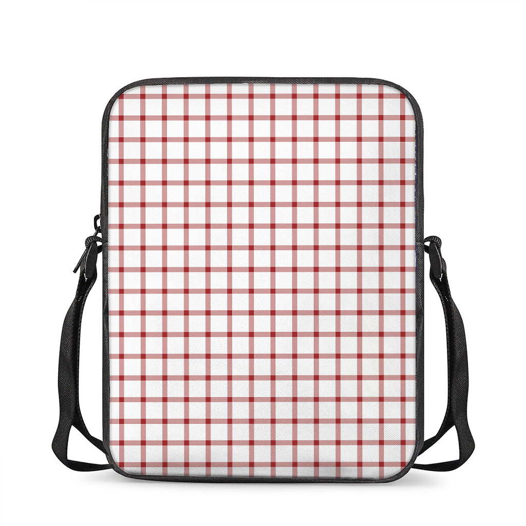 Red And White Tattersall Pattern Print Rectangular Crossbody Bag
