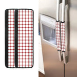 Red And White Tattersall Pattern Print Refrigerator Handle Covers